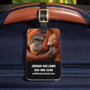 Étiquette À Bagage Animaux de bébés cutest   Orangutan Maman & Baby