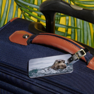 Étiquette À Bagage Animaux de bébés cutest   Otter Baby & Mère