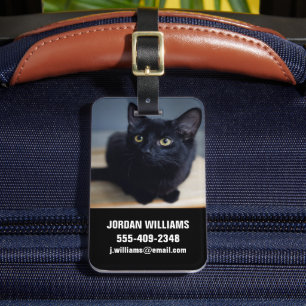 Étiquette À Bagage Animaux de bébés cutest Portrait d'un chat noir