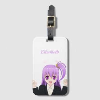 Étiquette À Bagage Anime Girl kawaii nom rose mignon