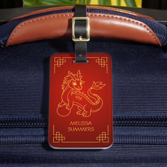 Étiquette À Bagage Année du dragon 2024 Zodiac chinois (Insitu Rectoal 2)