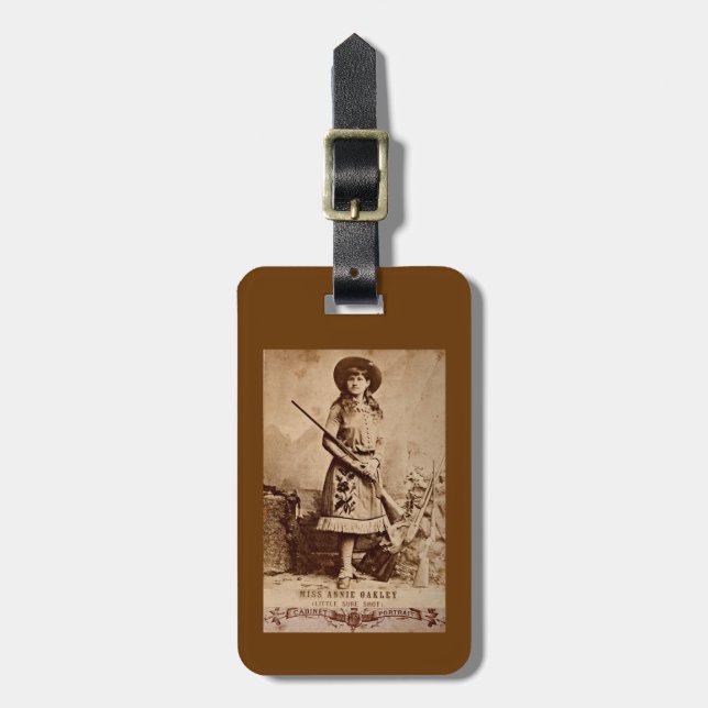 Étiquette À Bagage Annie Oakley Sepia (Devant Vertical)