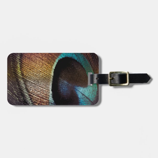 Étiquette À Bagage Antique Hues Peacock Feather Eye (Devant horizontal)
