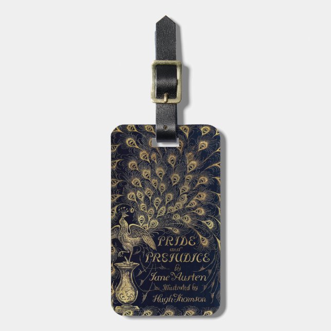 Étiquette À Bagage Antique Jane Austen Fierté et préjugé Peacock (Devant Vertical)