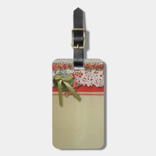 Étiquette À Bagage Antique Rose dentelle Rustique Rouge Victorien Bur