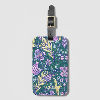 Étiquette À Bagage Antique Style Flowers and Birds Pattern