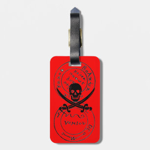 Étiquette À Bagage ANTIQUE TALISMAN / PIRATES CARTES DE TRÉSOR, Rouge