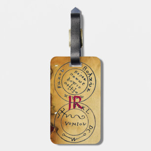 ÉTIQUETTE À BAGAGE ANTIQUE TALISMAN / PIRATES PARCHEMENT CARTES DE TR