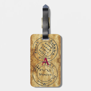 ÉTIQUETTE À BAGAGE ANTIQUE TALISMAN / PIRATES PARCHEMENT CARTES DE TR