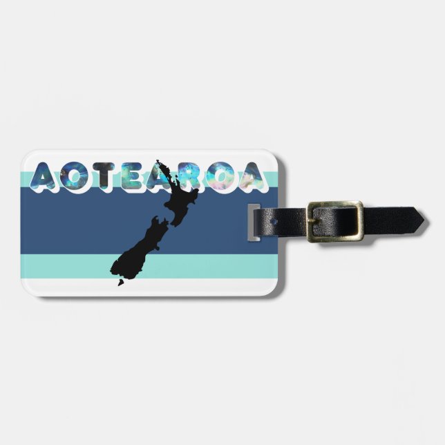 ÉTIQUETTE À BAGAGE AOTEAROA NZ PAUA BLUE GREEN NOUVELLE-ZÉLANDE KIWI  (Devant horizontal)