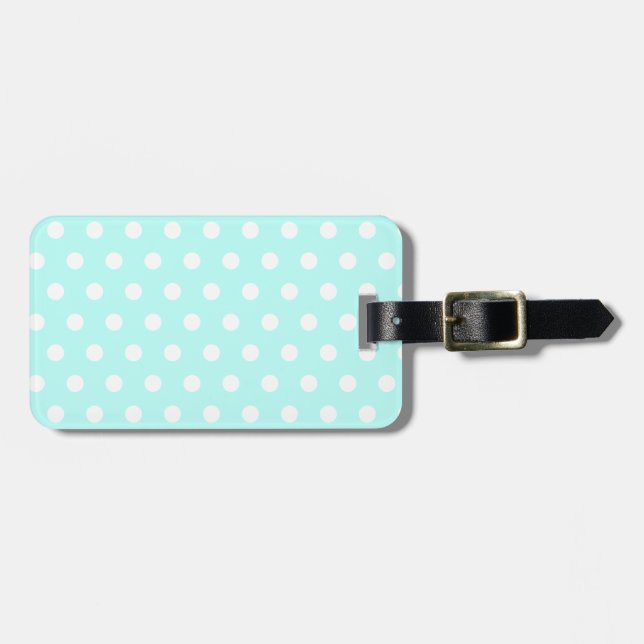 Étiquette À Bagage Aqua Pastel Polka Dot (Devant horizontal)