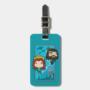 Étiquette À Bagage Aquaman   Chibi Mera & Aquaman Graphisme sous-mari