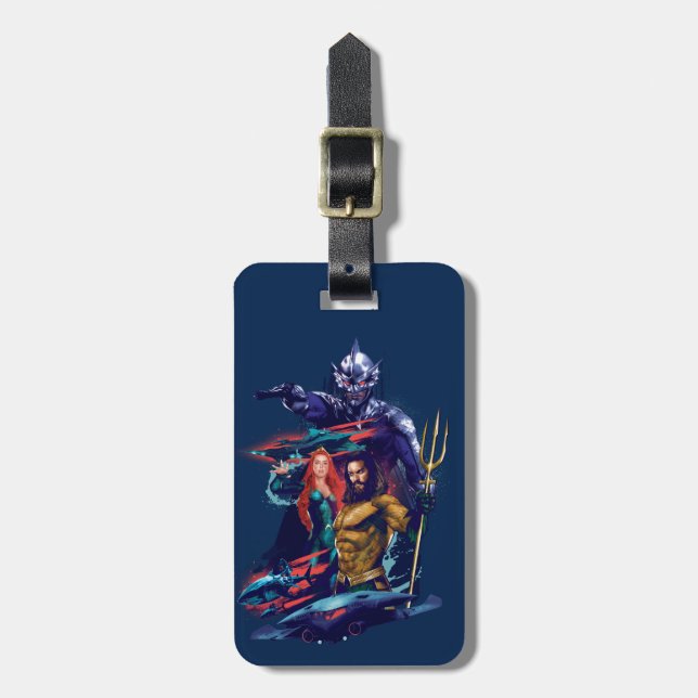 Étiquette À Bagage Aquaman| King Orm contre Mera et Aquaman (Devant Vertical)