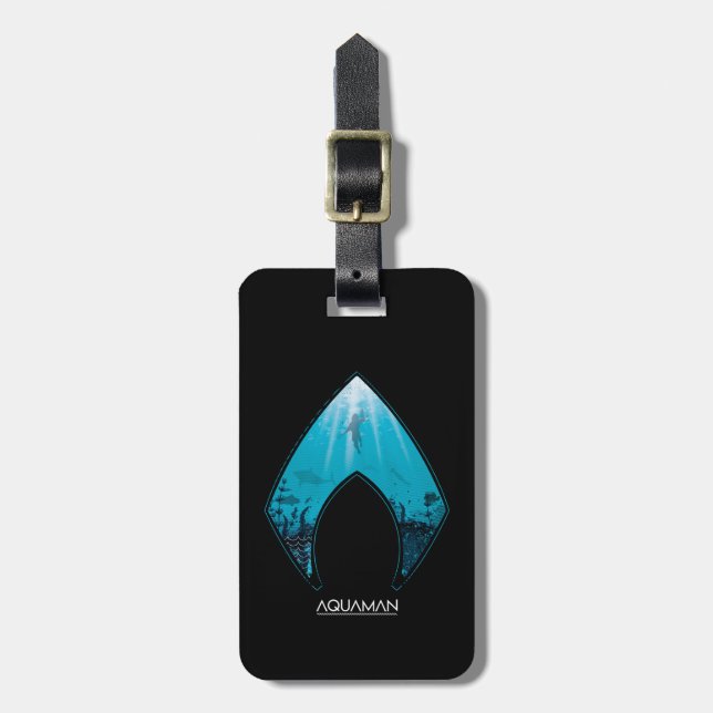 Étiquette À Bagage Aquaman | Voir par Aquaman Logo Ocean Graphic (Devant Vertical)