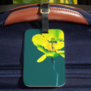 Étiquette À Bagage Aquarelle abstraite jaune lâche floral