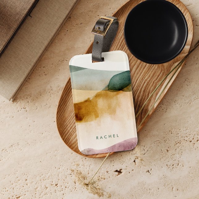 Étiquette À Bagage Aquarelle Abstraite ton de la Terre personnalisée (Créateur téléchargé)