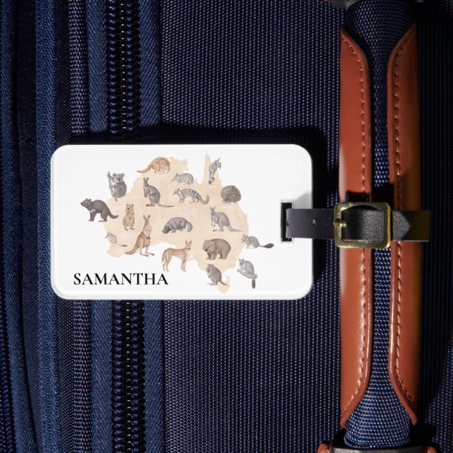 Étiquette À Bagage Aquarelle Animaux d'Australie (Insitu Rectoal 4)