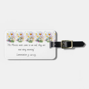 Étiquette À Bagage Aquarelle Blanc Fleurs Peintes De Fleur Peint Avec