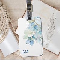 Aquarelle Bleu Botanique Hydrangée Monogramme