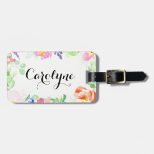 Étiquette À Bagage Aquarelle Dainty Cadre Floral Personnalisé