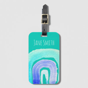 Étiquette À Bagage Aquarelle d'amour bleu arc-en-ciel