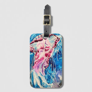 Étiquette À Bagage Aquarelle de méduse art océanique