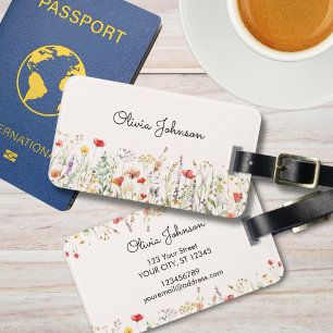 Étiquette À Bagage Aquarelle Fleur sauvage colorée Été Floral