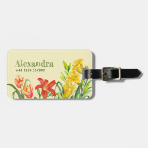 Étiquette À Bagage Aquarelle Fleurs de printemps Illustration botaniq