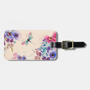 Étiquette À Bagage Aquarelle Floral Papillon Parties scintillant de j