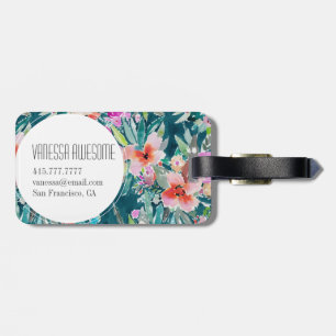 Étiquette À Bagage Aquarelle florale tropicale colorée de WOOT
