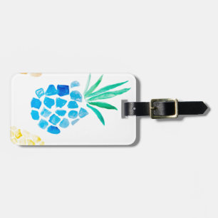 Étiquette À Bagage Aquarelle fruit bleu ananas