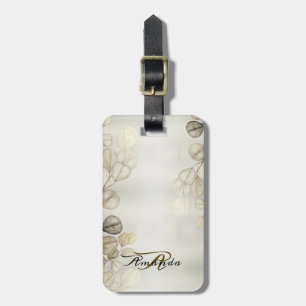 Étiquette À Bagage Aquarelle Golden Eucalyptus Foliage brillant éléga