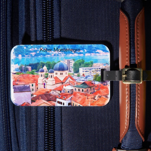 Étiquette À Bagage Aquarelle Kotor Montenegro (Insitu Rectoal 4)