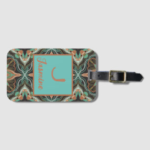 Étiquette À Bagage Aquarelle Marocaine Carrelage Floral Personnalisé