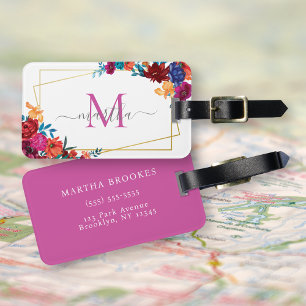 Étiquette À Bagage Aquarelle moderne Fleur mexicaine Fiesta