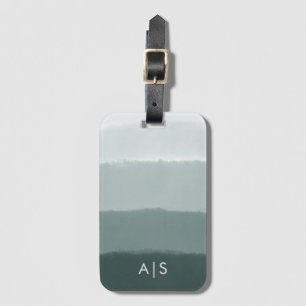 Étiquette À Bagage Aquarelle monogramme chic ombre d'épicéa limé