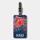 Aquarelle Monogramme Floral Bleu Denim / Rose Roug