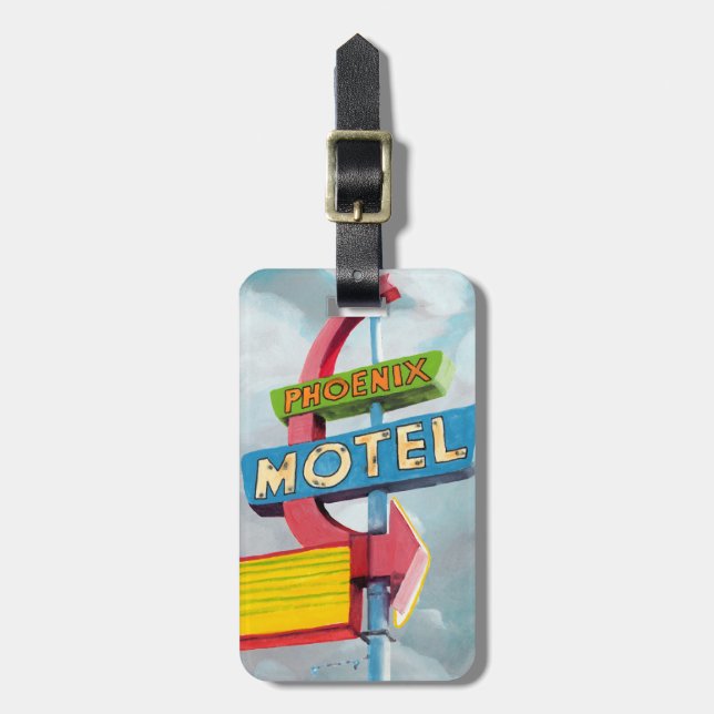 Étiquette À Bagage Aquarelle Motel Phoenix (Devant Vertical)