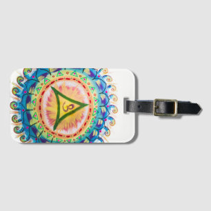 Étiquette À Bagage Aquarelle Om Mandala Peinte à la Main 