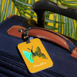 Étiquette À Bagage Aquarelle papillon aqua joli