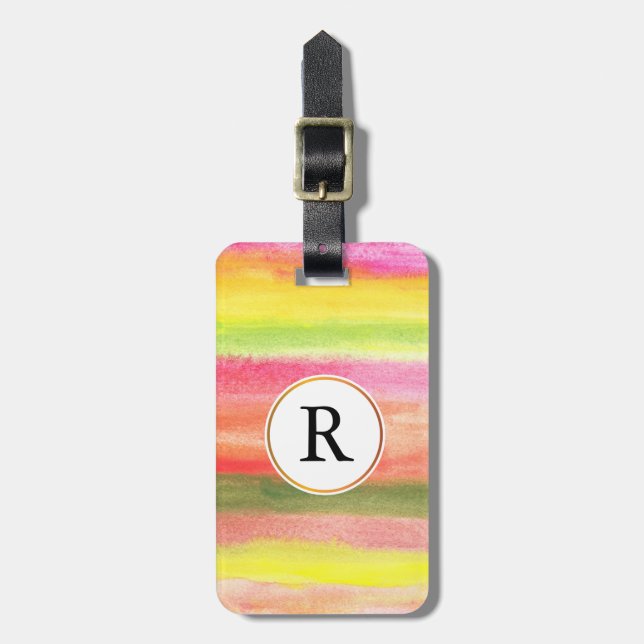 Étiquette À Bagage aquarelle peinte à la main (Devant Vertical)