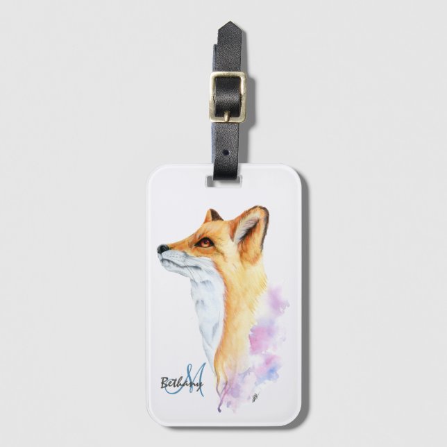 Étiquette À Bagage Aquarelle Red Fox personnalisée (Devant Vertical)