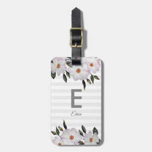 Étiquette À Bagage Aquarelle Roses roses Ballerina Floral Monogramme