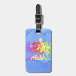 Étiquette À Bagage Aquarelles de palmier de Hawaiin Aloha