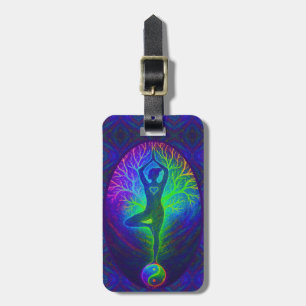 Étiquette À Bagage Arbre de yoga Paix Arc-en-ciel