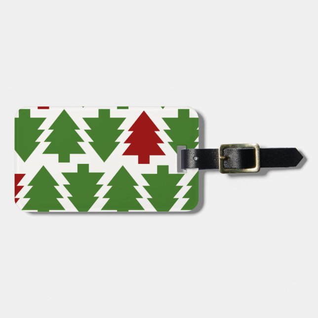 Étiquette À Bagage Arbres de Noël Motif de vacances (Devant horizontal)