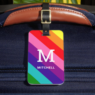 Étiquette À Bagage Arc-en-ciel 8 bandes Gay pride personnalisé Monogr