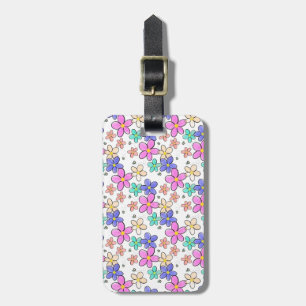 Étiquette À Bagage arc-en-ciel coloré fleurs vives bosse abeilles flo