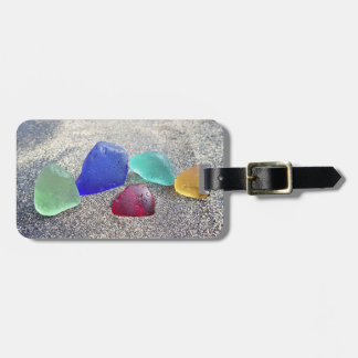 Étiquette À Bagage Arc-en-ciel en verre de mer au sable
