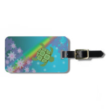 Arc-en-ciel et fleurs tropicaux de bain de tortue